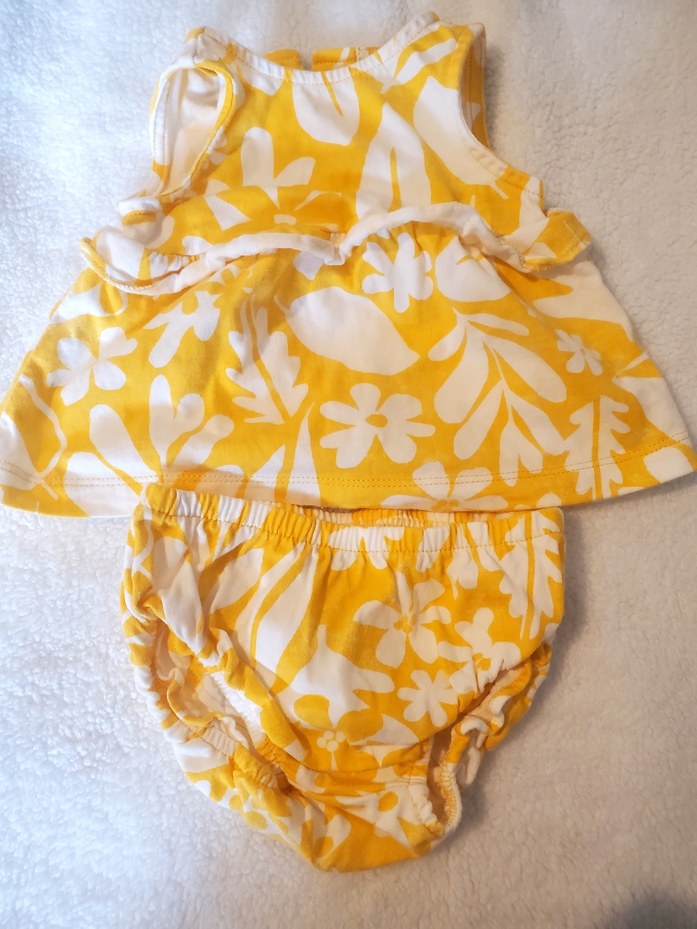 Yellow & White Floral Baby Tank Top and Bloomers